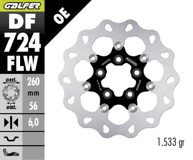 GALFER DF724FLW REAR DISC W FLOATING (C, STEEL) 260X6MM FOR HARLEY DAVIDSON