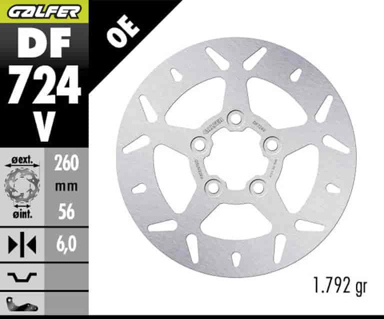GALFER DF724V REAR ROUND DISC FIXED 260X6MM FOR HARLEY DAVIDSON