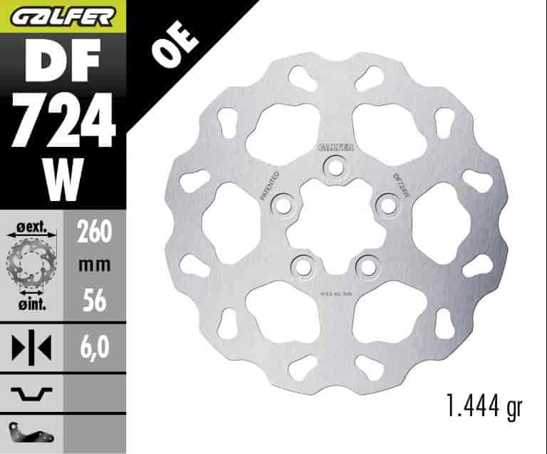 GALFER DF724W REAR DISC W FIXED 260X6MM FOR HARLEY DAVIDSON