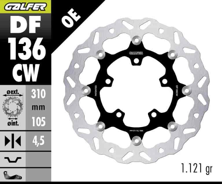 GALFER DF136CW DISC W FLOATING COMPLETE (C, ALU,) 310X4,5MM FOR HONDA CB500X HONDA CBR650R