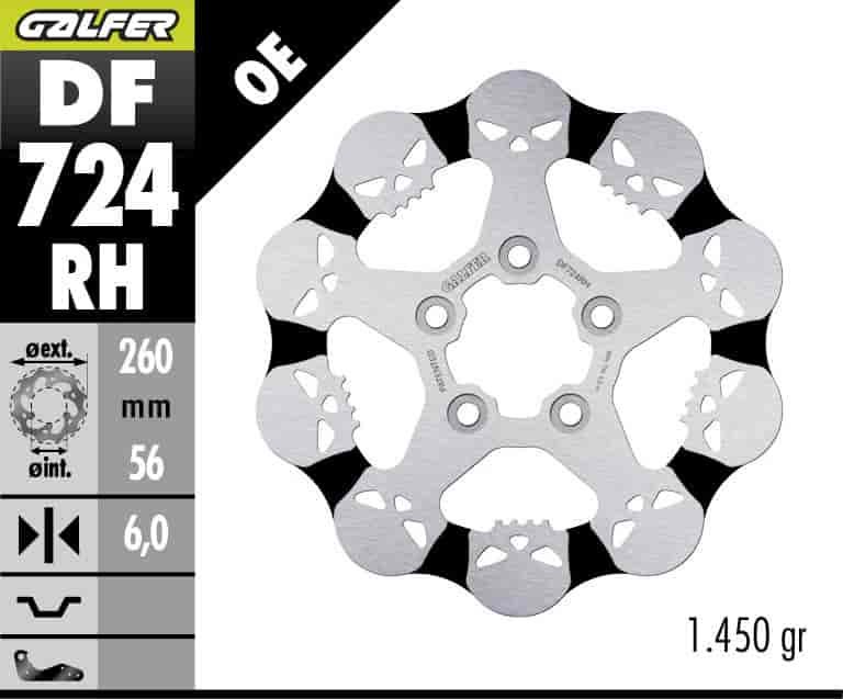 Second image of GALFER DF724RH REAR DISC W FIXED SKULL DESIGN 260X6MM FOR HARLEY DAVIDSON