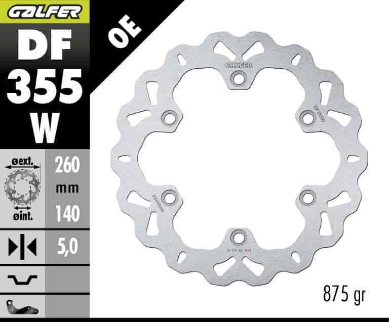 GALFER DF355W REAR DISC W FIXED 260X5MM FOR SUZUKI GSX1300R HAYABUSA SUZUKI B KING