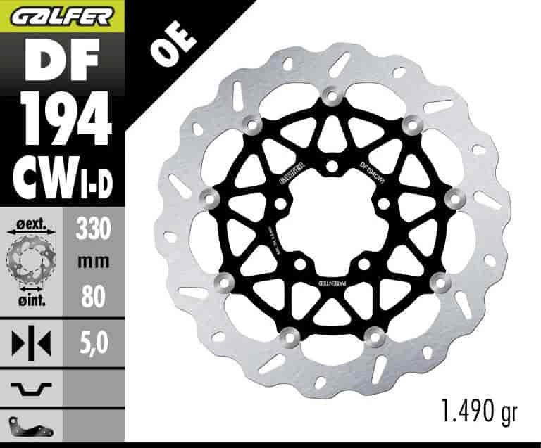 GALFER DF194CWI DISC W FLOATING (C, ALU,) LEFT 330X5MM FOR KAWASAKI ZX10R