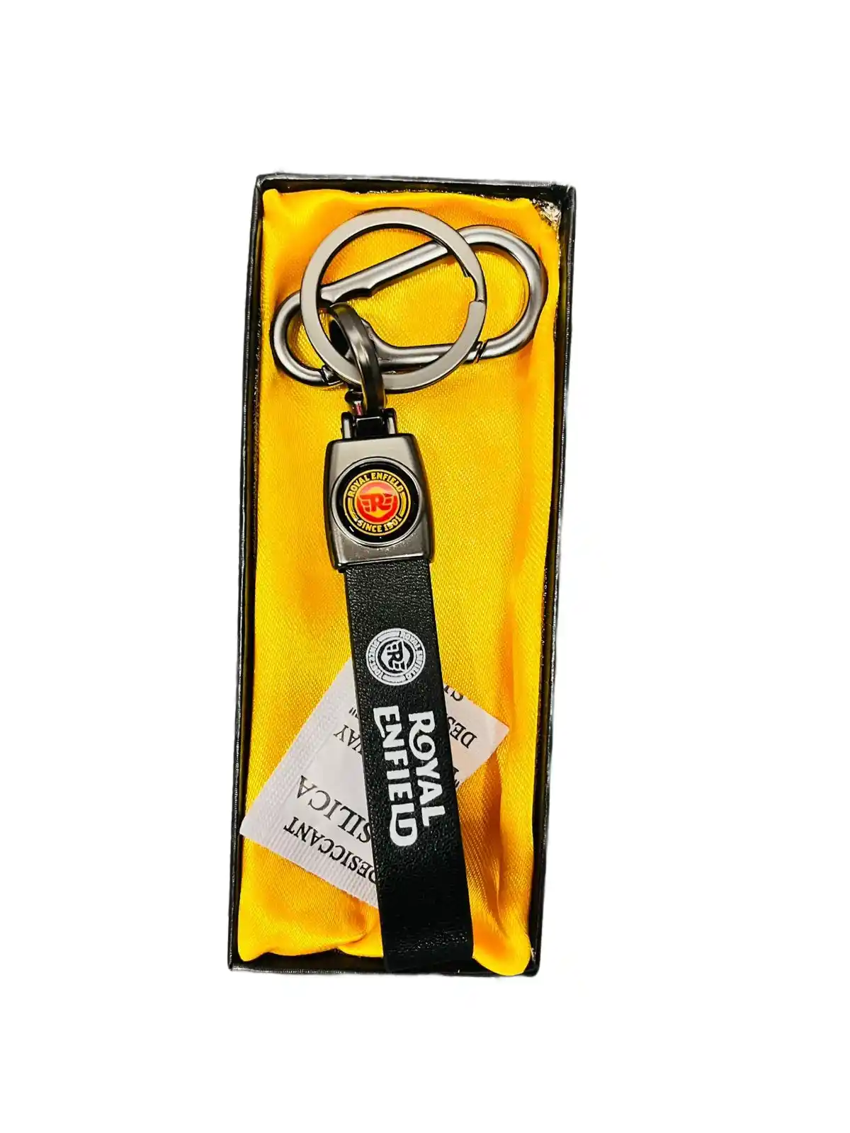Second image of Royal Enfield Bike Leather Keychian Keyring Black Color