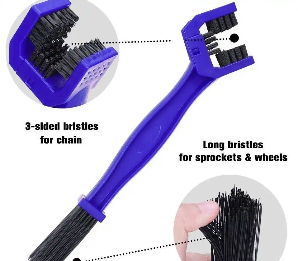 Second image of Multi-Purpose Bike Chain Cleaner Brush with Soft & Long Bristles Ideal for Quick Cleaning of Cycles, Motorcycles (Blue)