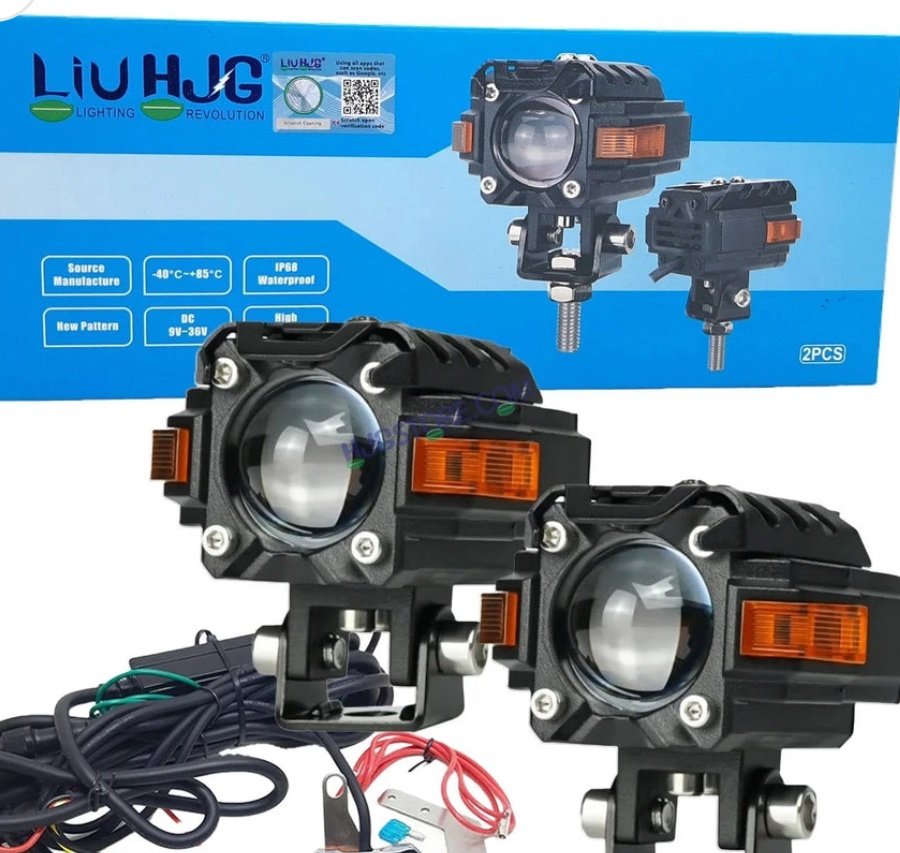 HJG Hazard Single Lens Foglight with Wiring Kit 80W New Model with Red Orange Hazard DRL Foglight Ultra Wide Dual Intensity LED Fog Lights White/Yellow (2*40W= 80W Total) Universal For All Cars & Bikes LIU HJG Hazard S59 1 Lens Fog with Wiring Harness Kit