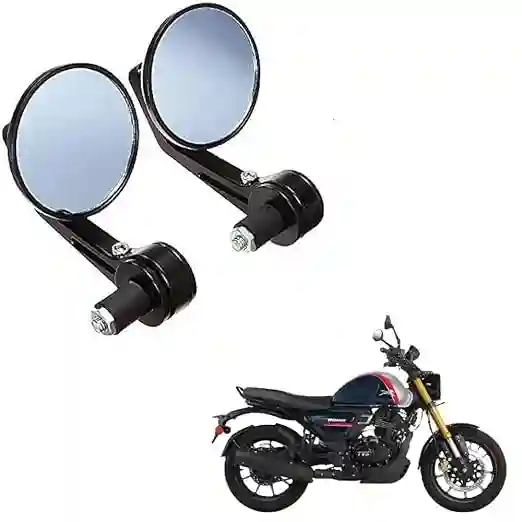 Motorcycle Bar End Round Rear View Mirrors for Bikes (Set of 2)