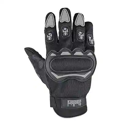 Steelbird Polyester Full Finger Bike Riding Gloves with Touch Screen Sensitivity at Thumb & Index Finger, Protective Off-Road Motorbike Racing (Medium, Black Grey, Cycling)