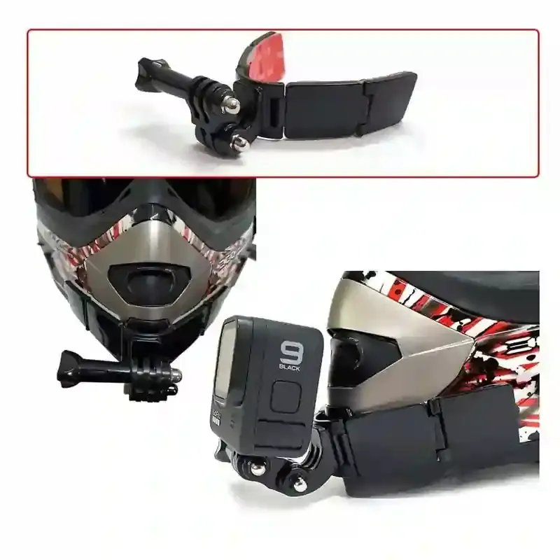 Helmet Chin Mount With J-HOOK for All GoPro with Adhesive Curved Pads