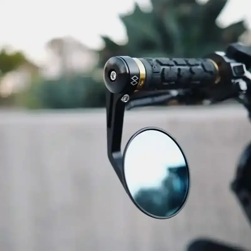 CNC Aluminum Alloy Round Cafe Racer Retro Black Motorcycle Bar End Mirrors Side 3.5MM 7/8" Inch Handlebar Mirror Universal Rear View For M8/M6 Sport Naked Street Bike Cruiser Minimoto Scooter