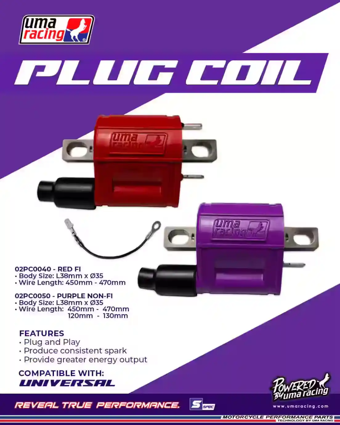 Second image of UMA RACING PLUG COIL RACING (NON FI) UNIVERSAL - PP- 02PC001P