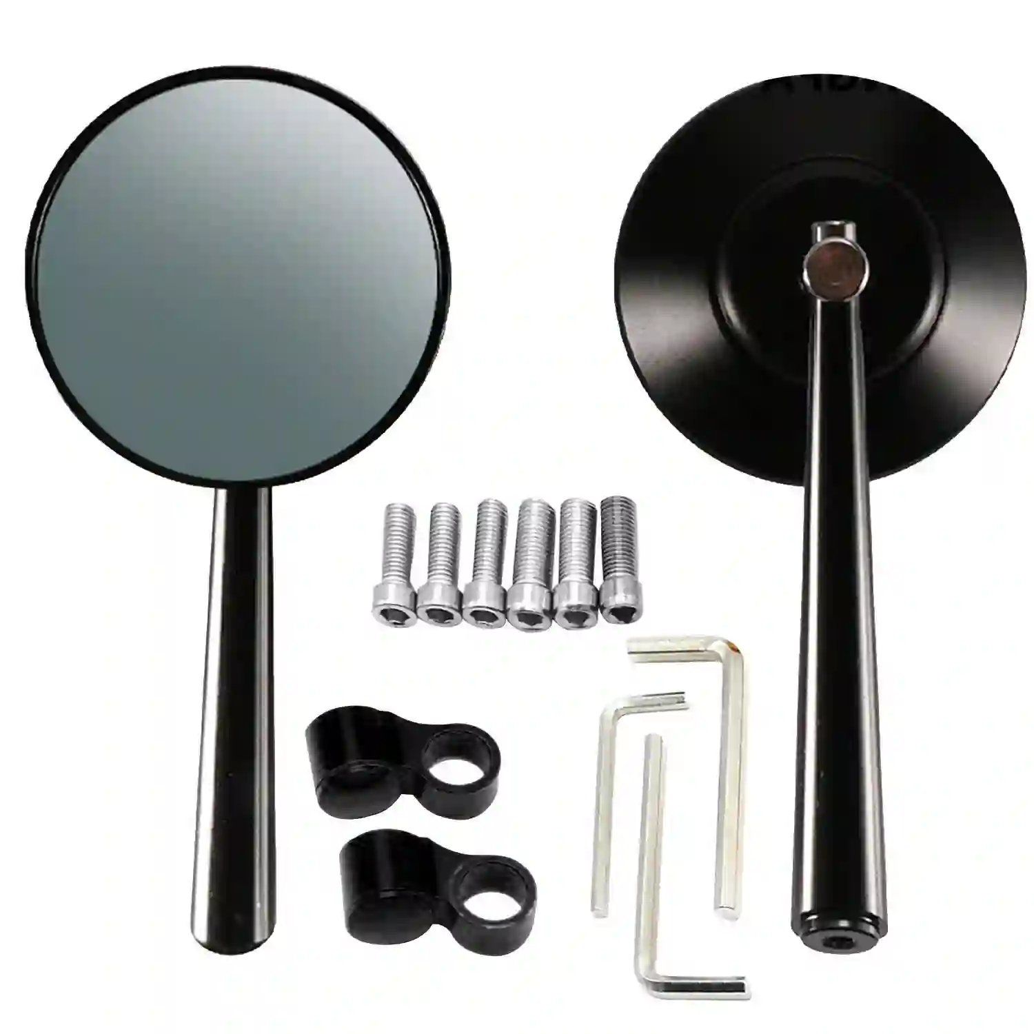 Second image of CNC Round Bar End Mirrors – Sporty Design & Universal Fit
