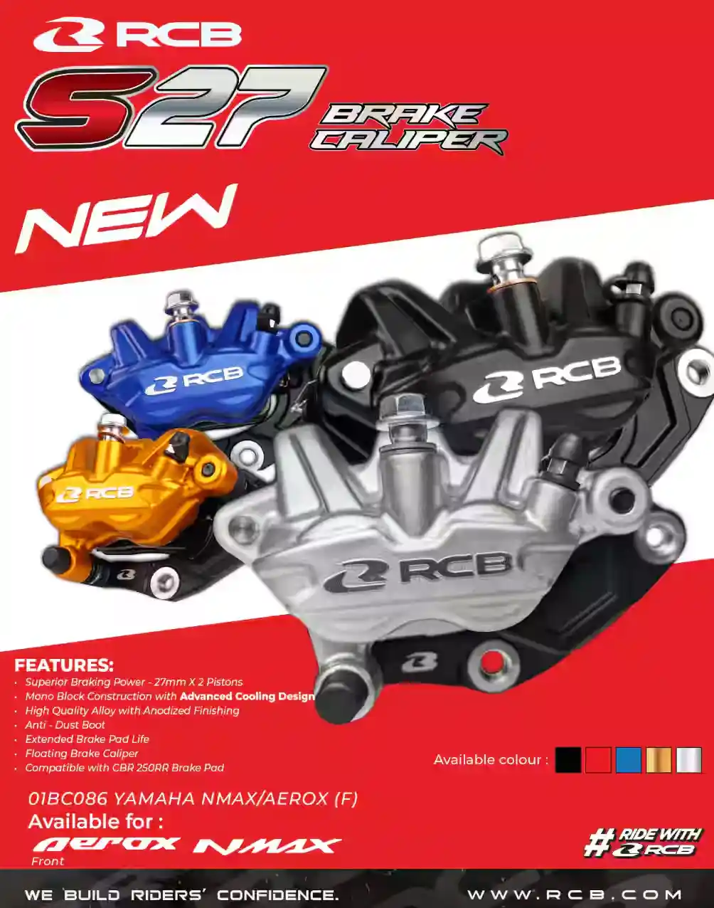 RCB BRAKE CALIPER S-27 SERIES AEROX 01BC086 ( BLUE )